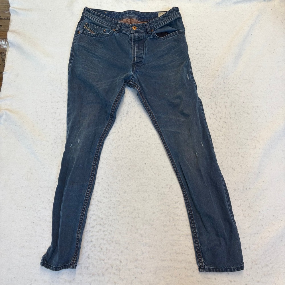 Diesel Braddom Jeans Mens 31x32 Blue Slim Carrot Wash 0811K Distressed